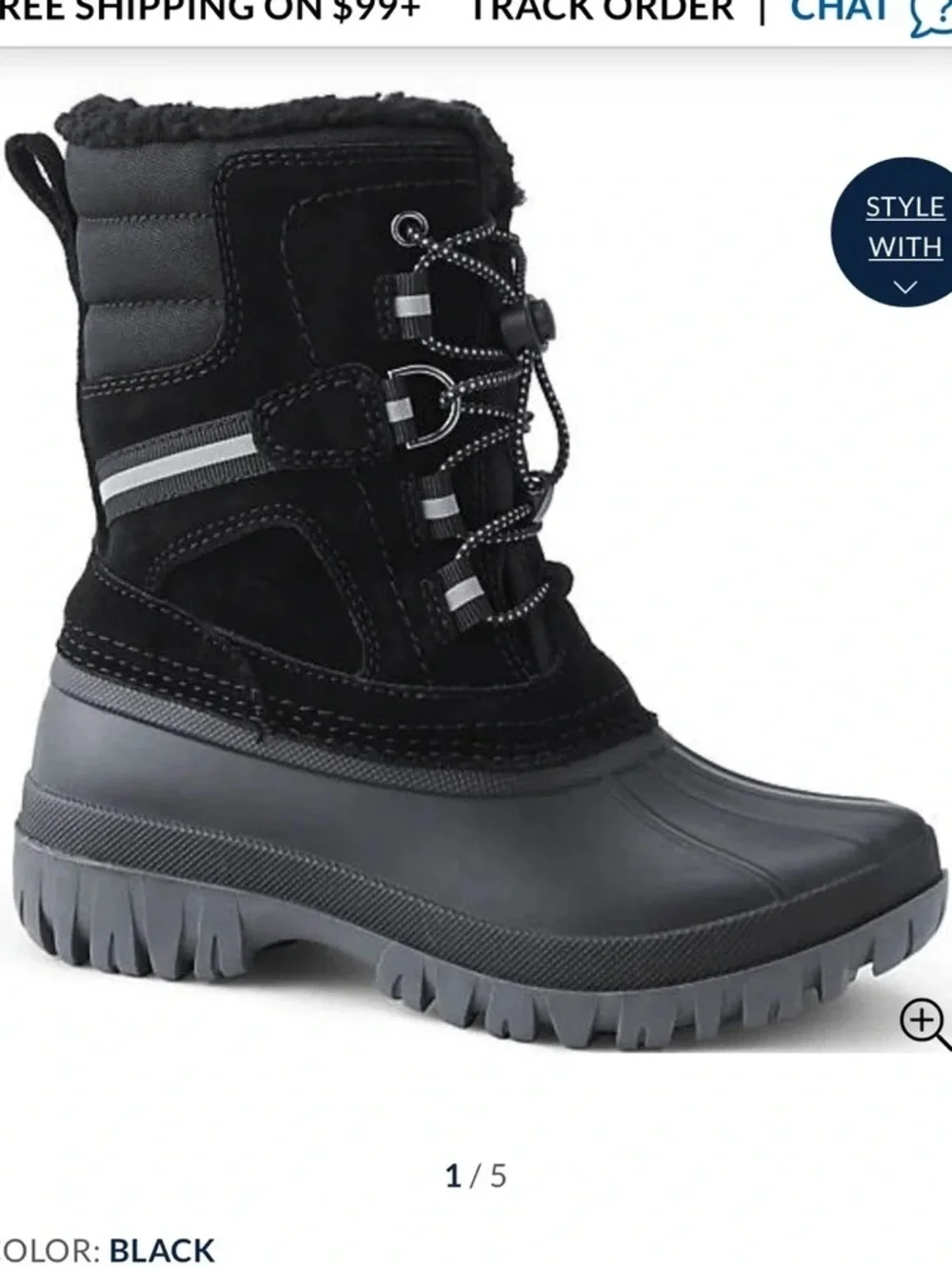 LANDS’ END Kids Expedition Insulated Winter Snow Boots Sz 12 NWT